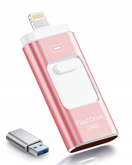 pendrive 128 gb rospe 3 w 1 usb 3.0 mfi dla ios, android, pc różowy