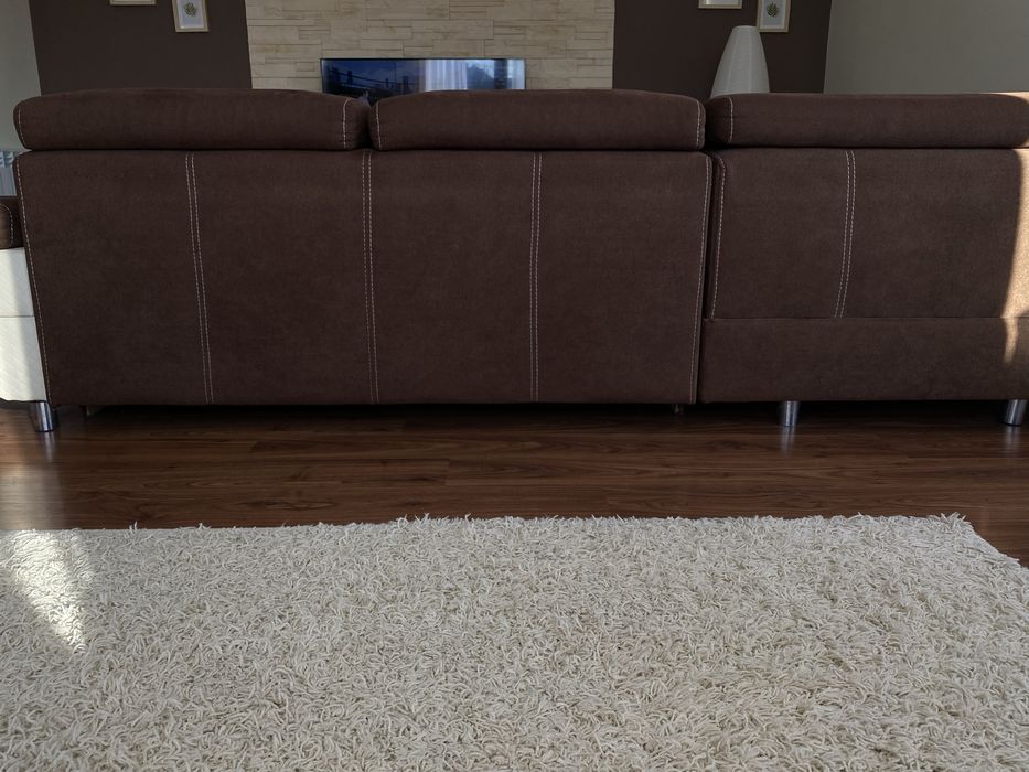 Kanapa narożna brązowo kremowa 210x270