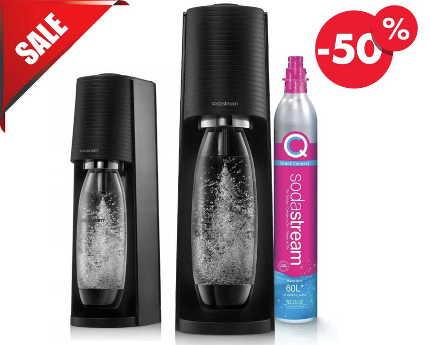SATURATOR Sodastream Terra Czarny Do Wody Gazowanej Butelka (GRATIS)