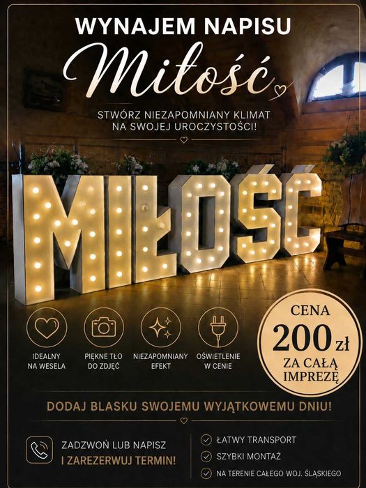 Wynajem Dużego napisu Miłość