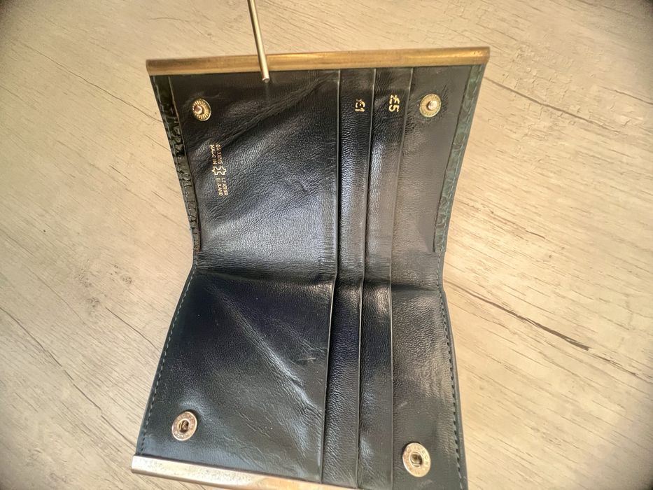 Гаманець із натуральної шкіри страусу темно-зелений, Made in England