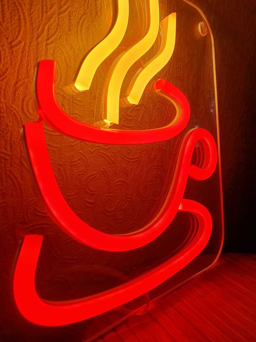 Неонові вивіски Кава, неонова вивіска Чашка, неоновые вывески кофе