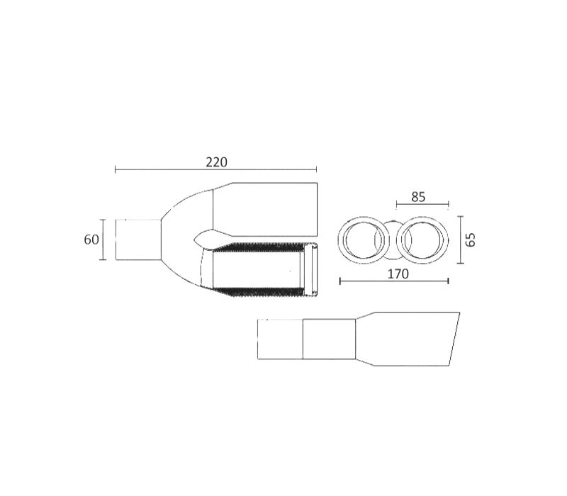 PONTEIRA DE ESCAPE DUPLA OVAL INOX
