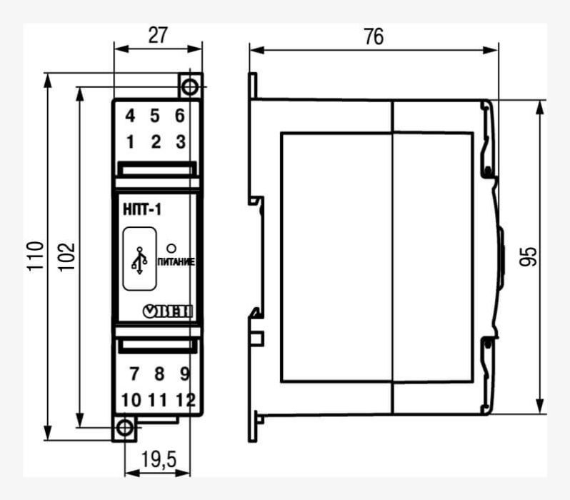 НПТ-1.00.1.1 нормирующий преобразователь на DIN-рейку ОВЕН