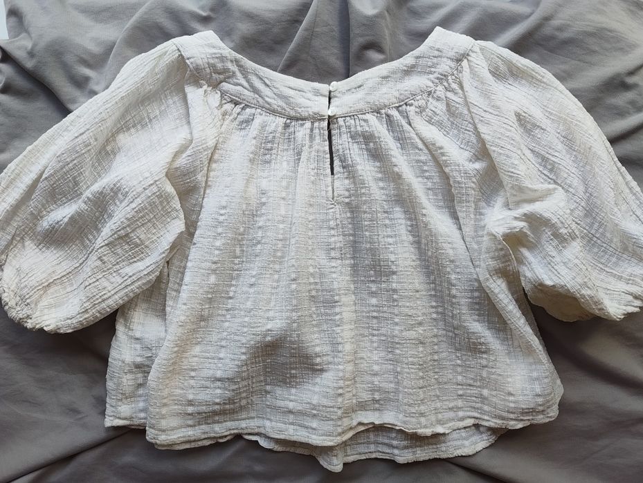 Муслінова літня блузка ASOS DESIGN з об'ємними рукавами буфами, 100% бавовна, розмір M-L (UK 12)