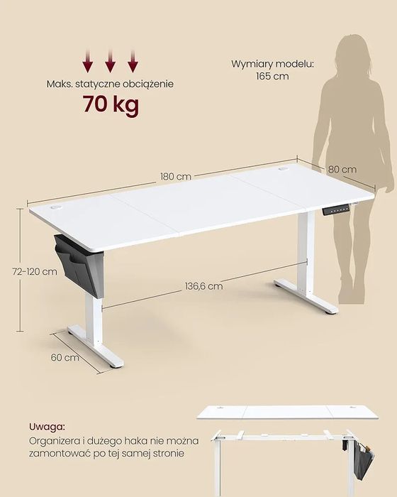 Biurko elektrycznie regulowane gemingowe