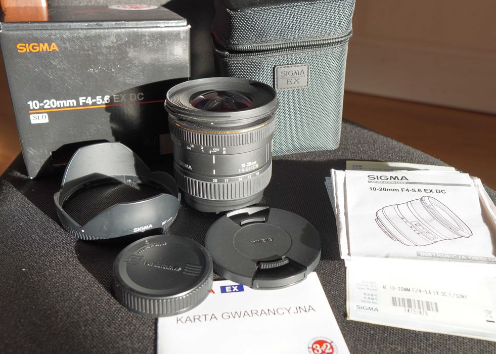 SUPER Obiektyw Sigma 10-20mm f/4-5.6 EX DC Sony A/Minolta - KOMPLET!!!