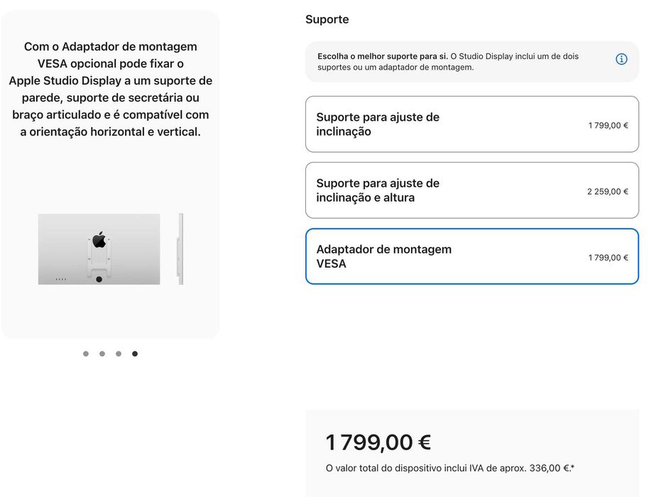 Apple Studio Display Monitores Ecrã Retina 5K de 27" Vidro padrão VESA