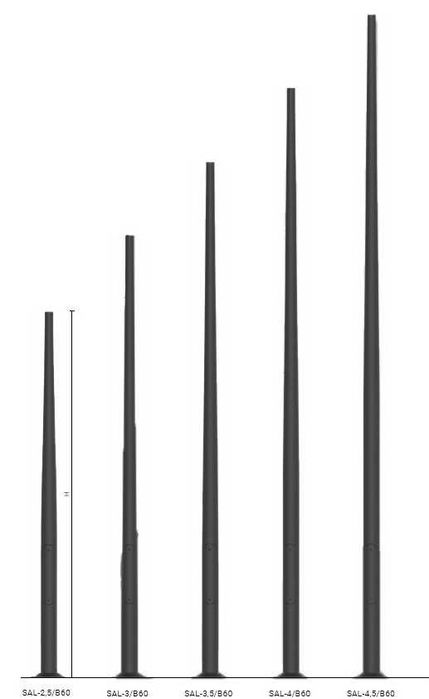Słup aluminiowy SAL B/60 4 m anodowany czarny na stanie
