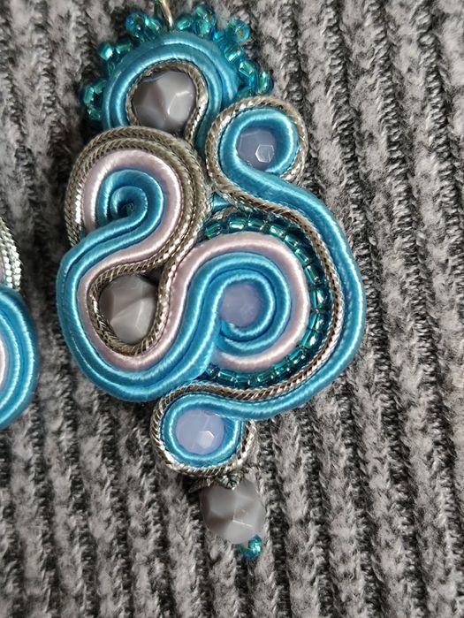 Kolczyki soutache sutasz ślubne boho