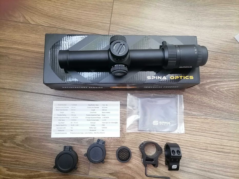 Новий приціл мінік Spina Optics LPVO 1.2-6x24IR. Загонник.