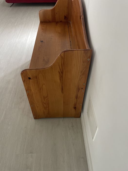 Banqueta de madeira arca de arrumacao