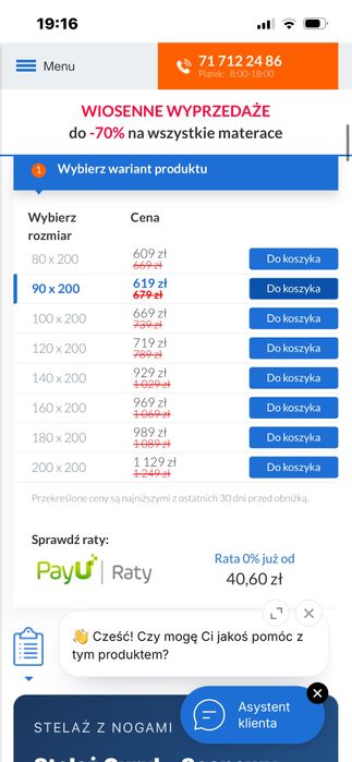 Stelaż do łóżka cyryl 90/200
