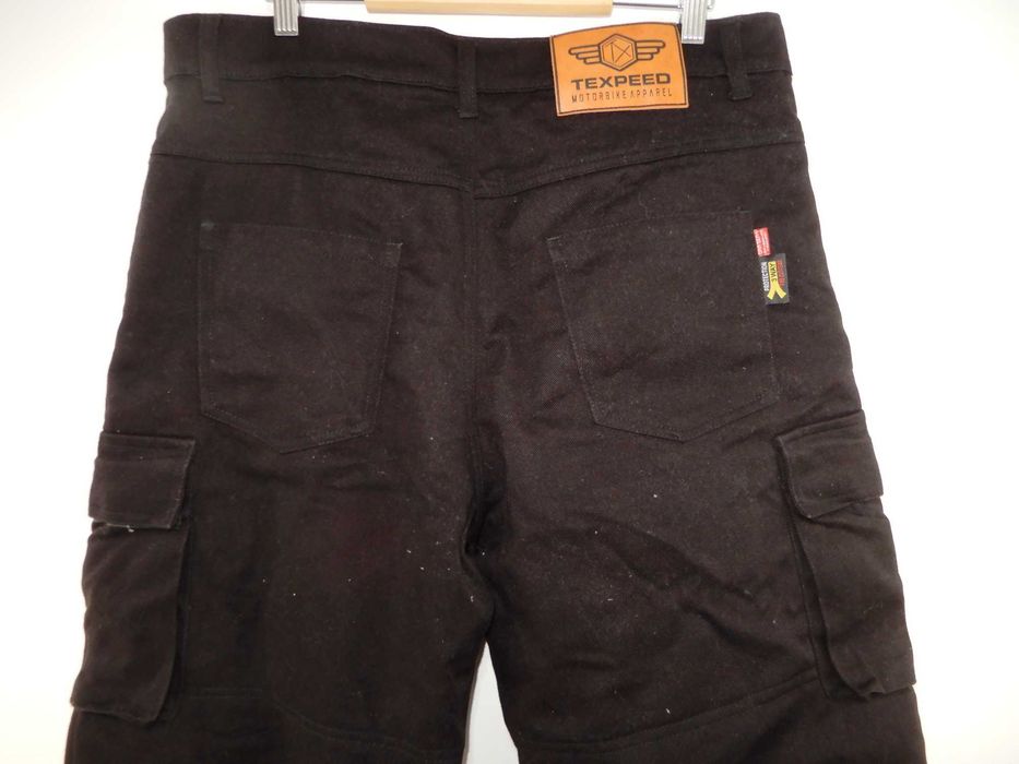 Spodnie jeansowe dżinsowe czarne cargo motocyklowe Texped 38/30 54