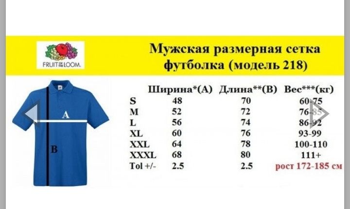 Поло Fruit of the loom темно серая