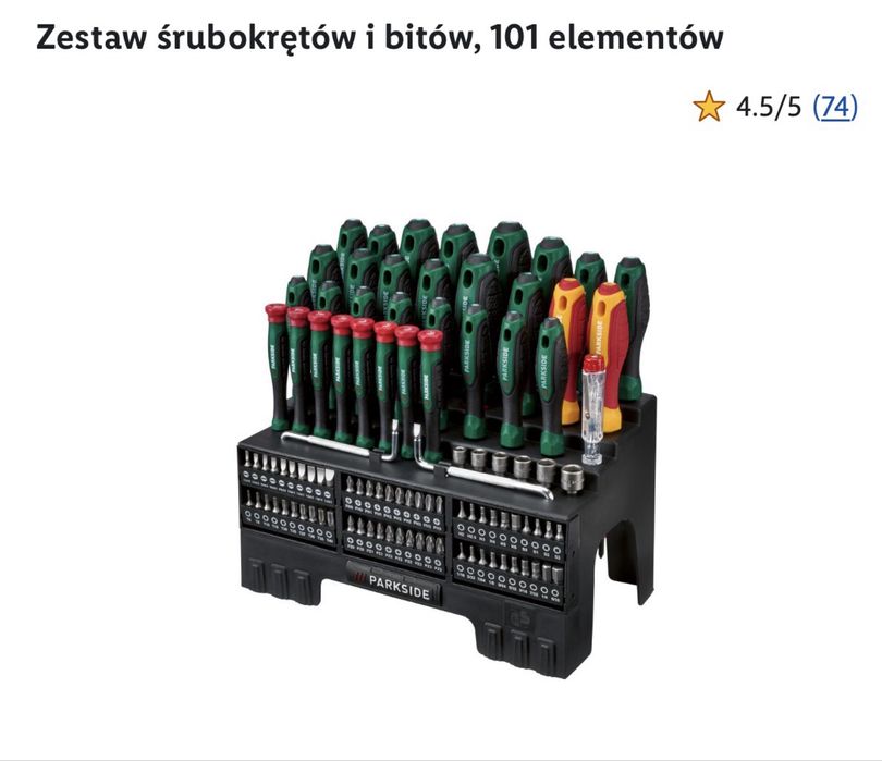 Zestaw srubokretow i bitow 101 elementow