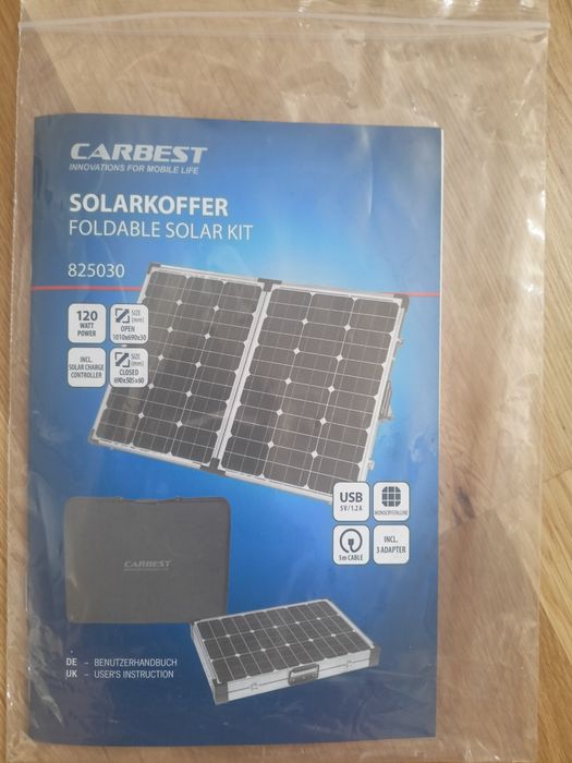 Przenośny panel fotowoltaiczny, walizka solarna 120W. Nowe