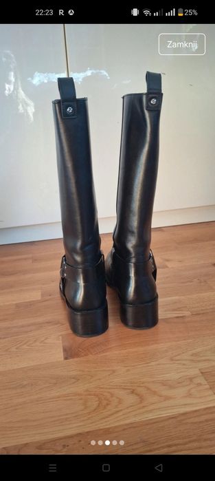 Czarne skórzane kozaki Amanda Premium Saway 41