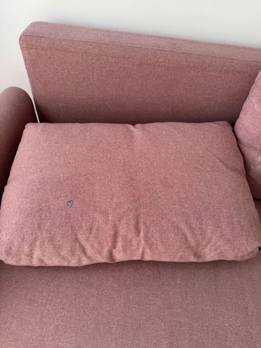 Sofa 3-osobowa, rozkładana, jasny róż GRUNNARP IKEA