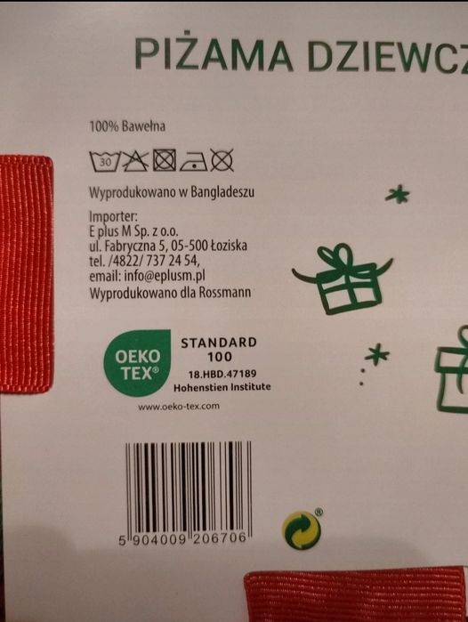 Nowa, śliczna piżamka świąteczna dla Dzieci rozm.104