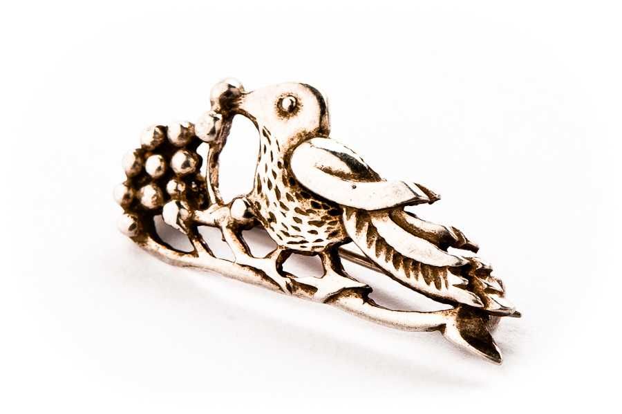 Srebrna Broszka - Ptak - Ptaszek - 2,30g - WARMET POLSREBRO JANTAR