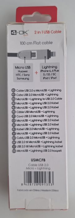 Cabo USB  2 em 1
