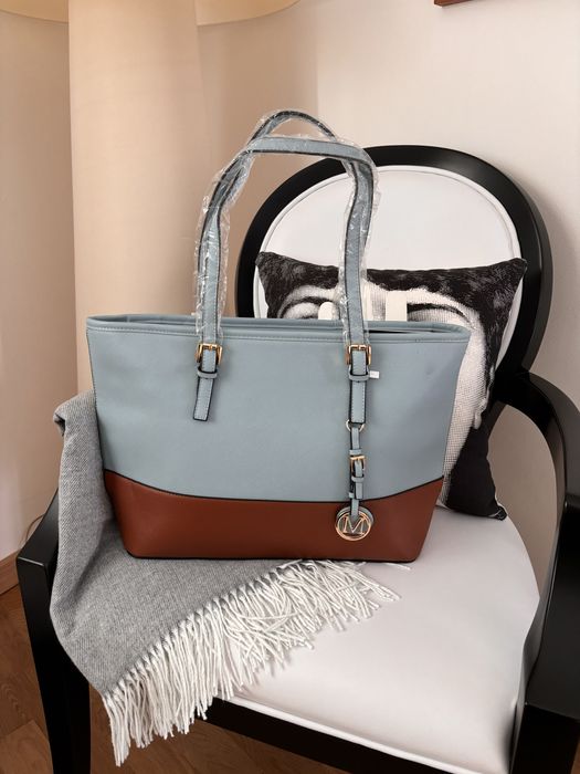 Mala / Shooper azul e castanha