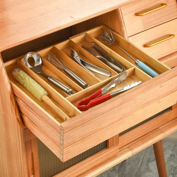 Bambusowy organizer na sztućce rozsuwany do szuflady 39 cm