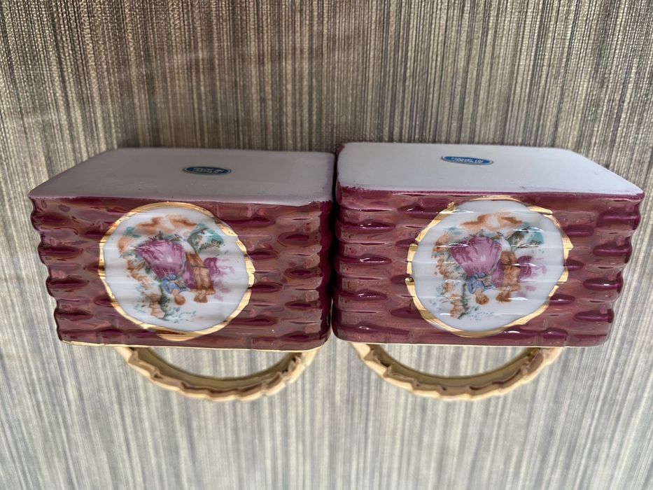 Par de Cesta decorativa em cerâmica com pegas