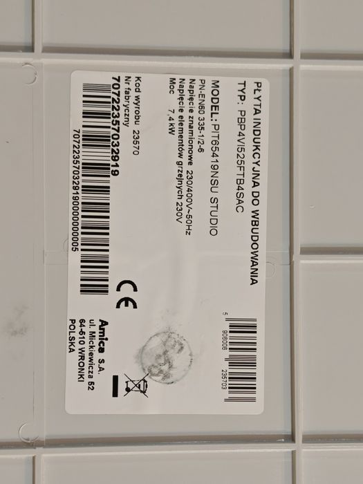 Płyta indukcyjna Amica PIT65419NSU STUDIO