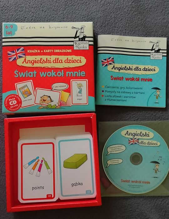 Angielski dla dzieci 6-9 lat, gra, książka, karty, płyta