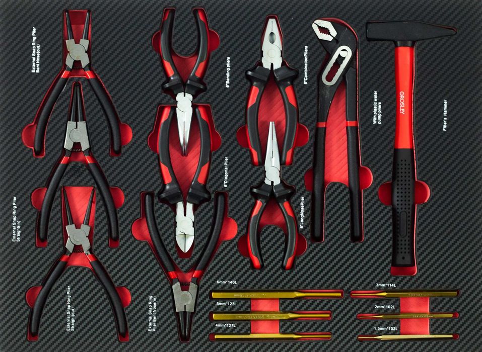 Wózek narzędziowy 7 szuflad z zestawem 257 narzędzi GROSLEY