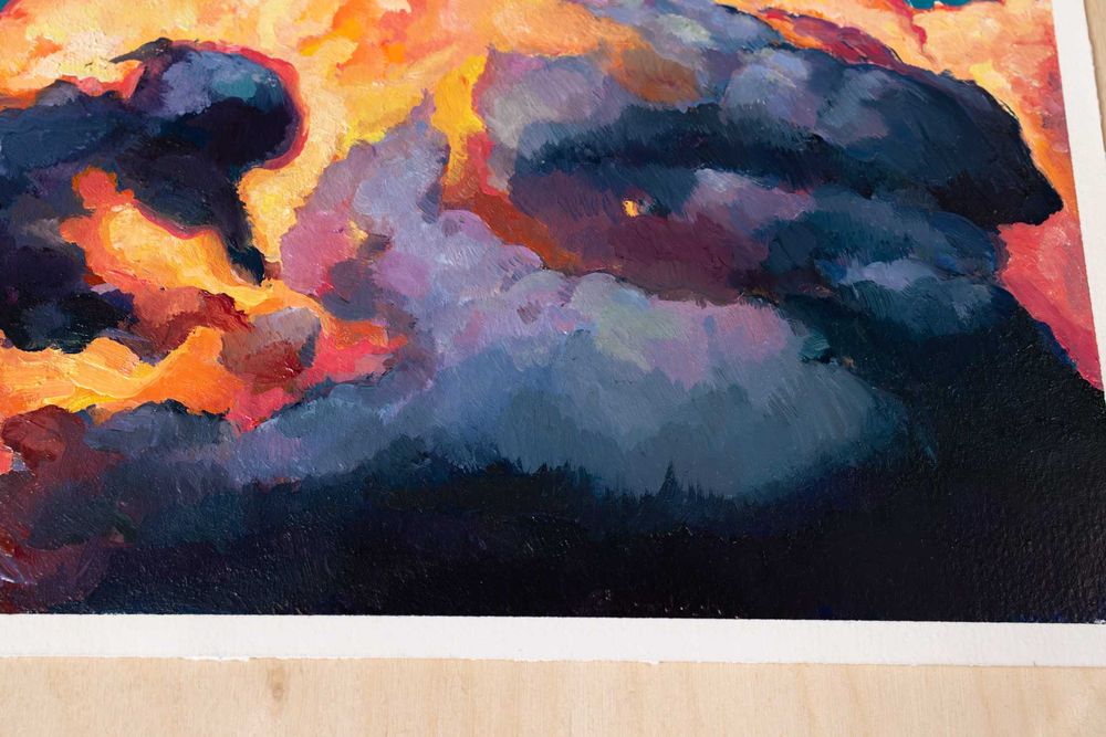 50 Obraz ręcznie malowany Świecące Chmury 21 x 29,7 cm
