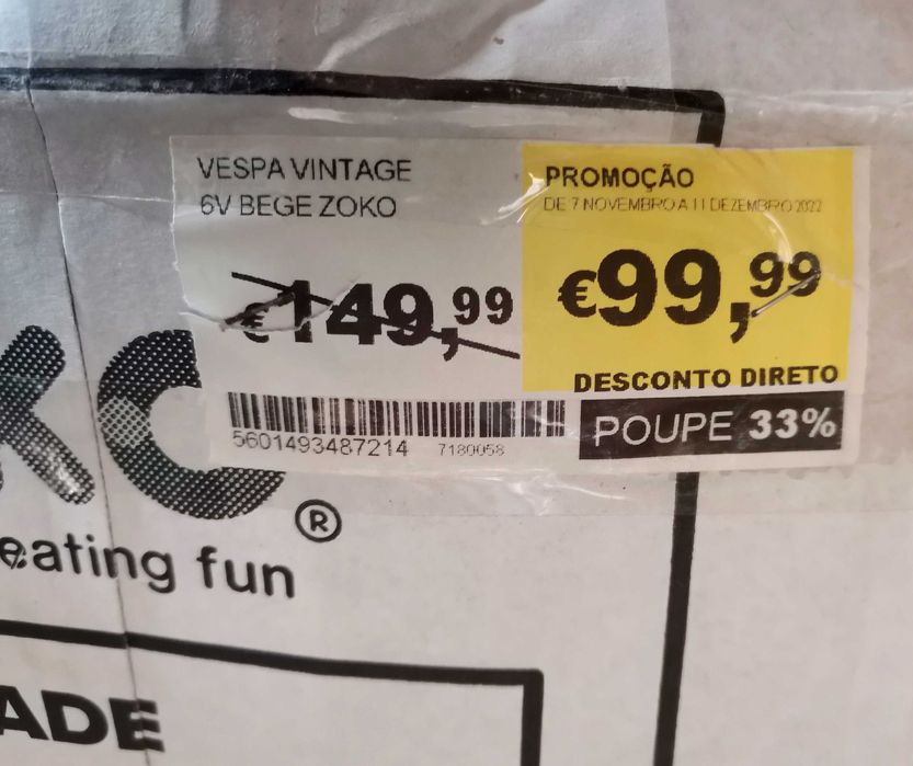 Mota Vespa de Brincar ZOKO [como nova]