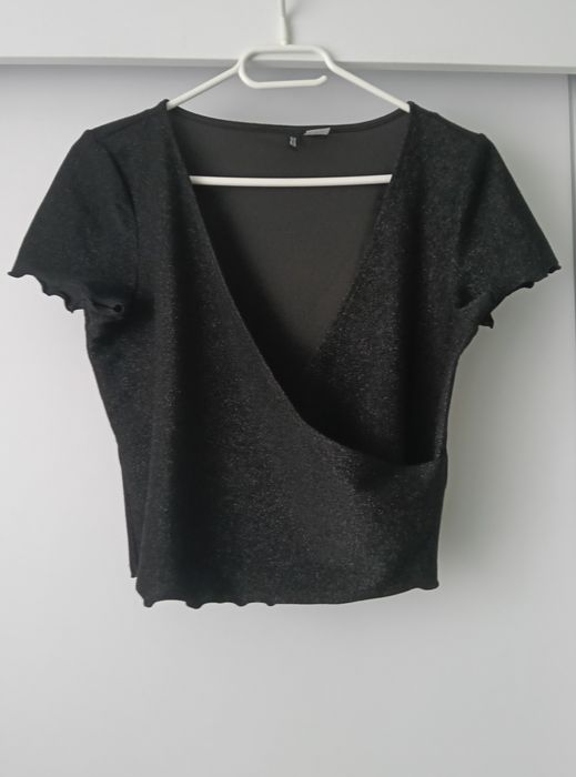 Czarny błyszczący top damski H&M rozm.M