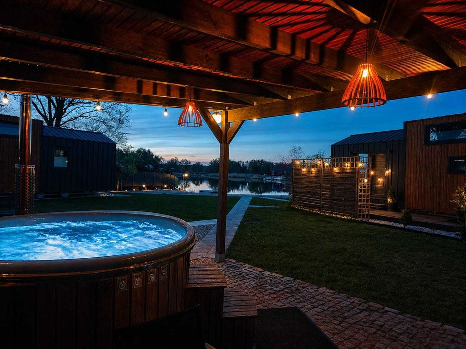 Domek nad jeziorem Spalona | Prywatna plaża, jacuzzi, pomost, kajak