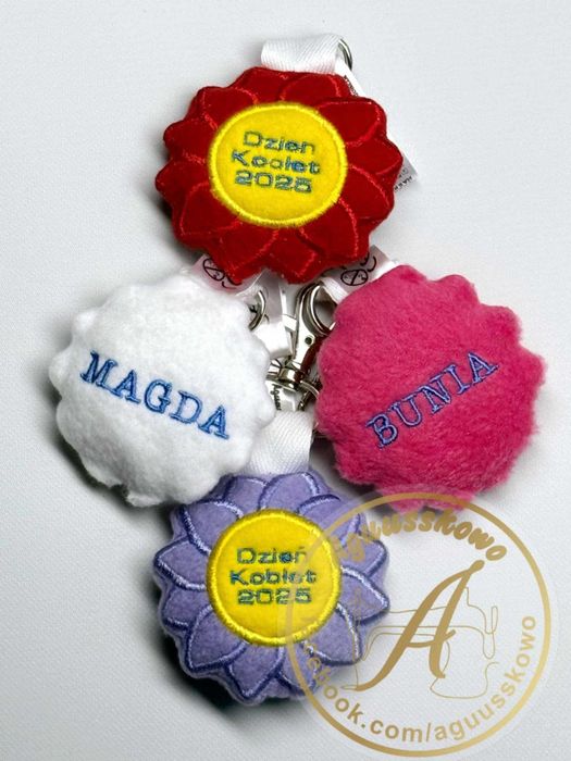 Haftowany Mini Brelok Maskotka Kwiatek Personalizacja