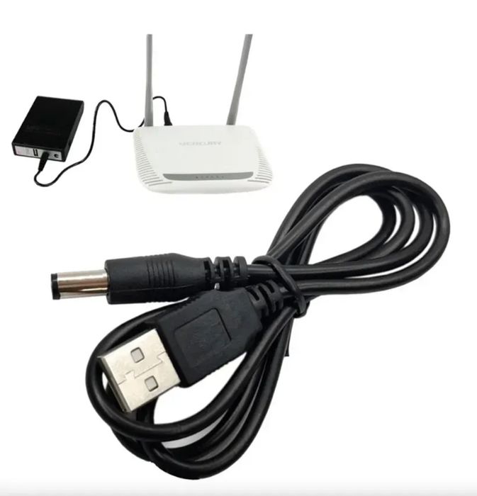 Кабель перехідник для підключення роутера від павербанка USB to DC