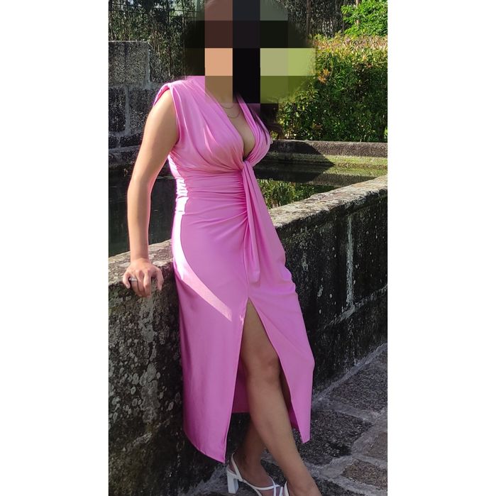 Vestido rosa caveada