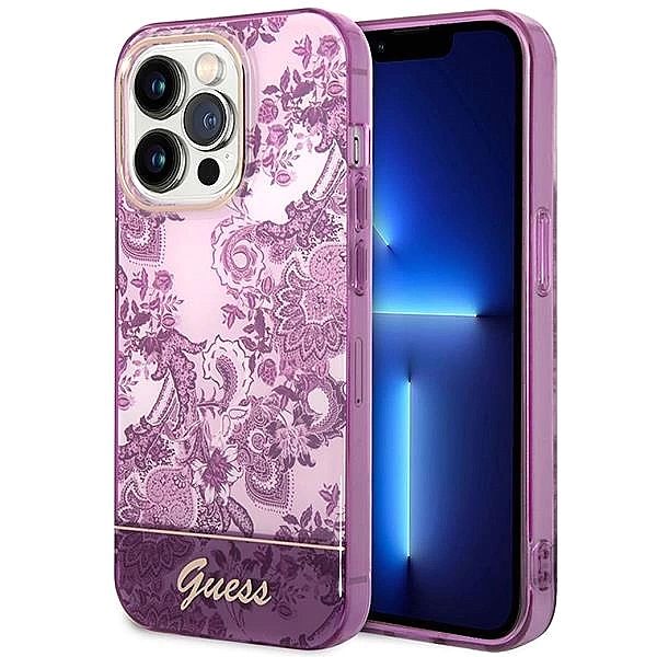 Etui Guess Porcelain Collection na iPhone 14 Pro Max - fuksjowe