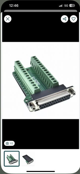 DB25-M placa 2 linha terminais conectores - Novo