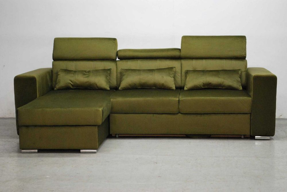 SDJ NOWOCZESNY NAROŻNIK spanie + pojemnik M38 , kanapa zielony welur