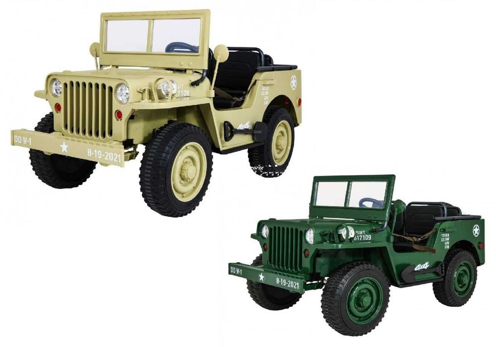 MOCNY 4x4 3osobowy MAX 60KG JEEP willys AUTO na akumulator Wojskowy