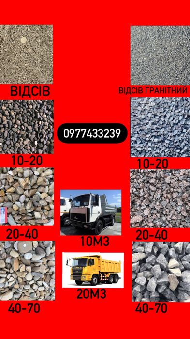 Пісок щебінь відсів шутер галька вапняк вскришка