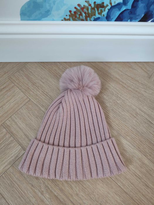 Czapka zimowa dziewczęca, pudrowy róż, H&M, nowa.