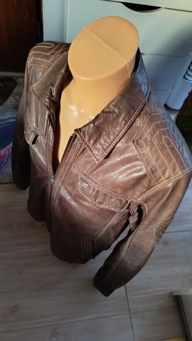 Camel active kurtka skóra męska ocieplana pilotka biker