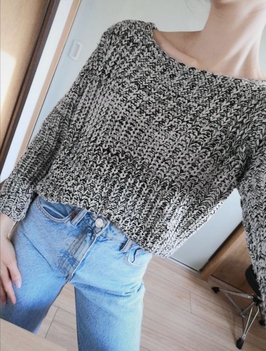 Sweter czarnobiały ciepły 36 S Brave Soul