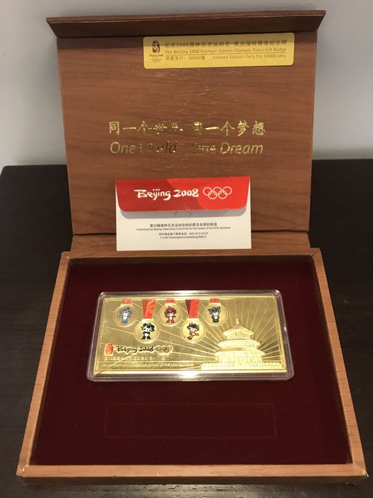 Placa comemorativa Jogos Olímpicos de Pequim 2008 (Mascotes)