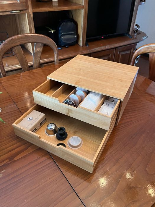 Vendo Caixa para Cápsulas em Bambu + Conjunto de Acessórios