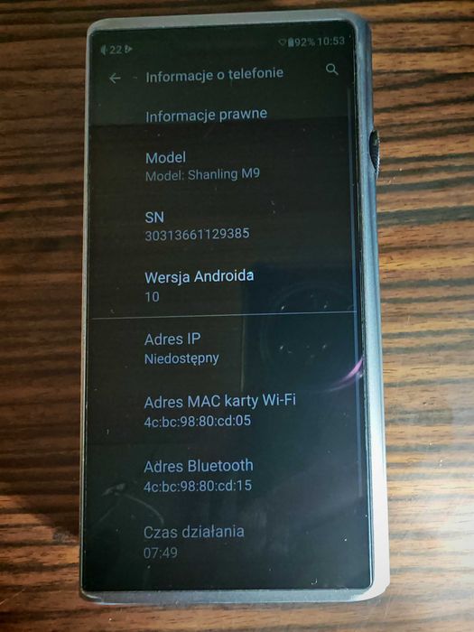 Dap Shanling M9 + skórzane etui.